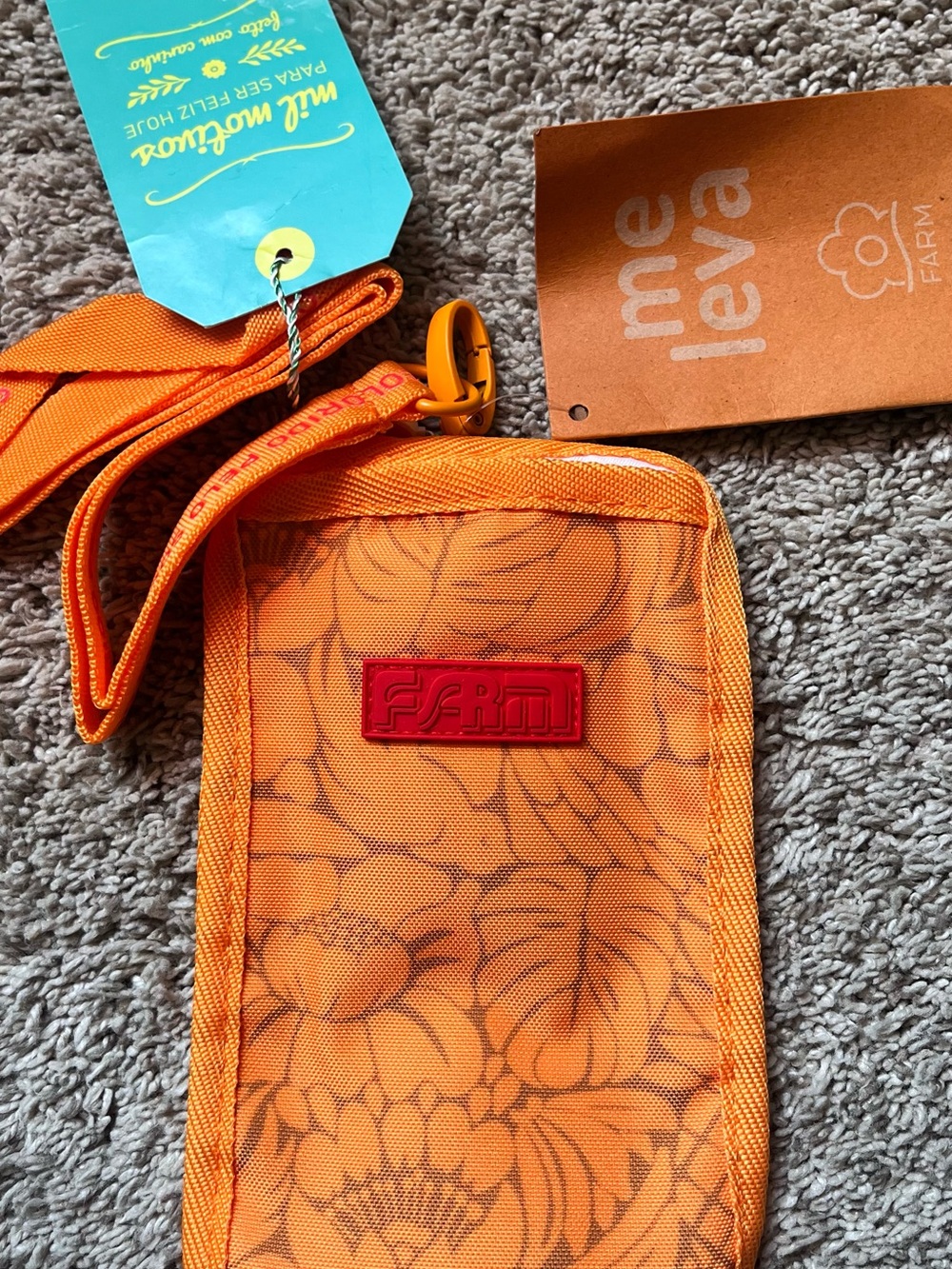 FARM Rio Orange Floral Crossbody Phone Holder with Adjustable Strap
